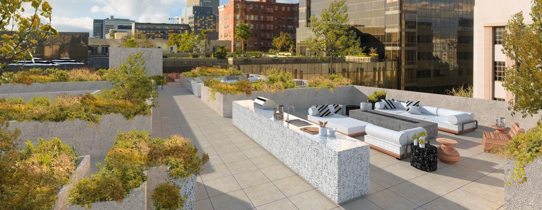 rooftop grilling and dining area