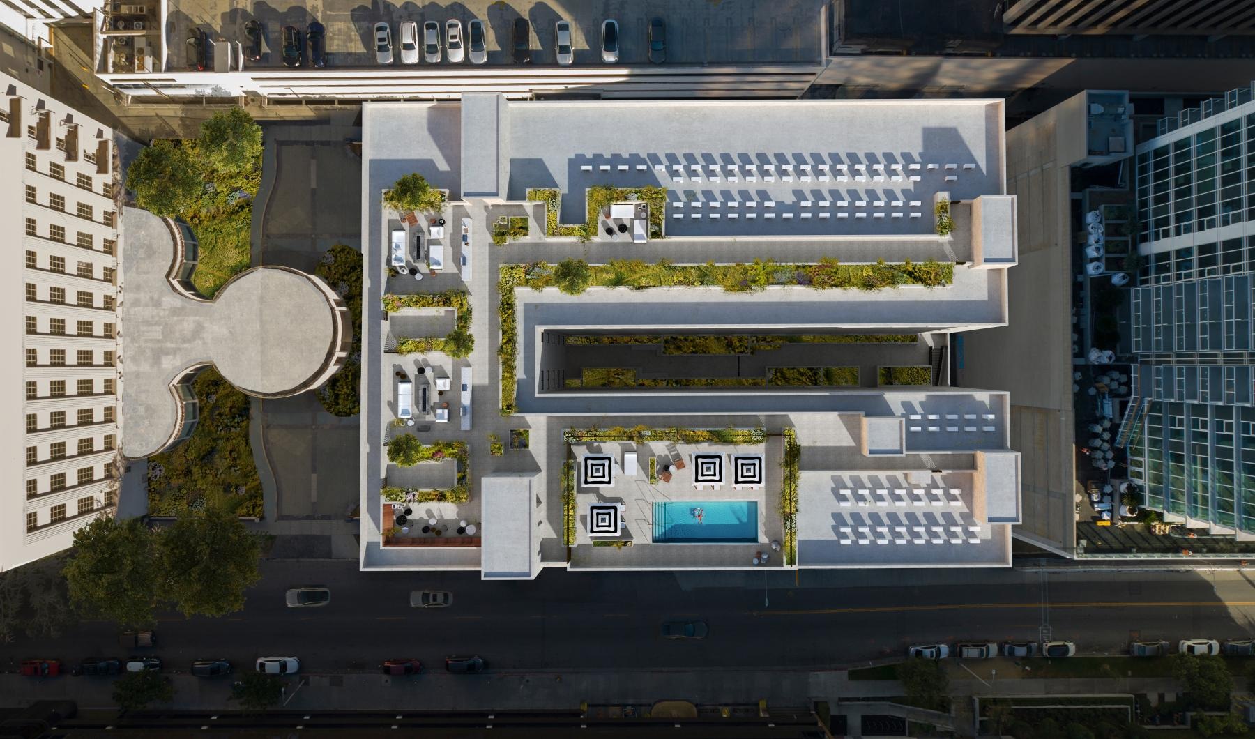 rooftop parking and pool