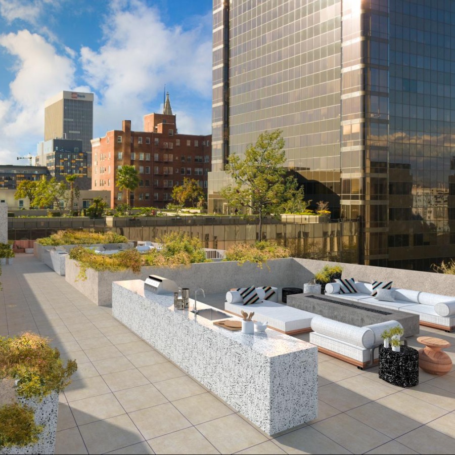 rooftop grilling and dining area